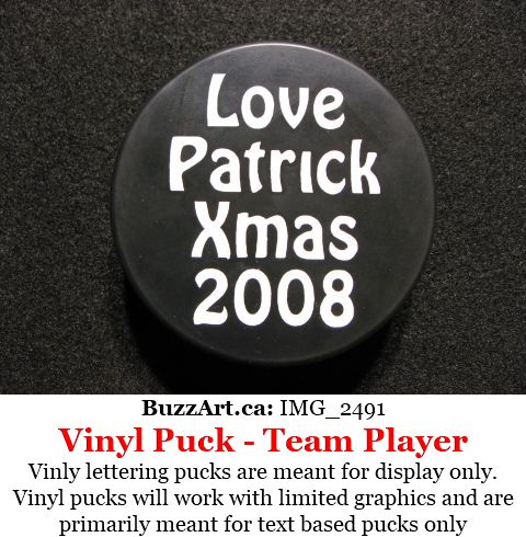 Vinyl sticker on hockey puck - can't go on the ice
